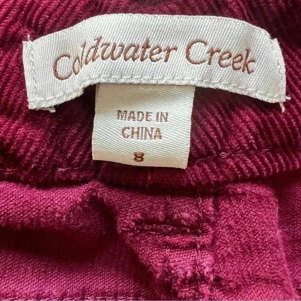 Coldwater Creek Womens burgundy red corduroy pants Size 8 - Picture 3 of 12